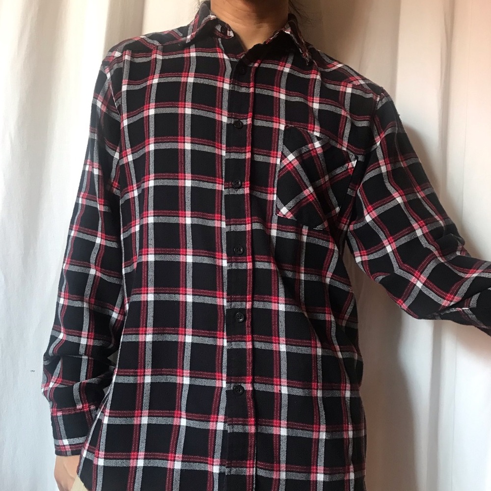 Blue Crown Red & Black Plaid Button Up